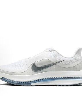 Nike White Grey Light Blue Air Cushion Road Running Shoes
